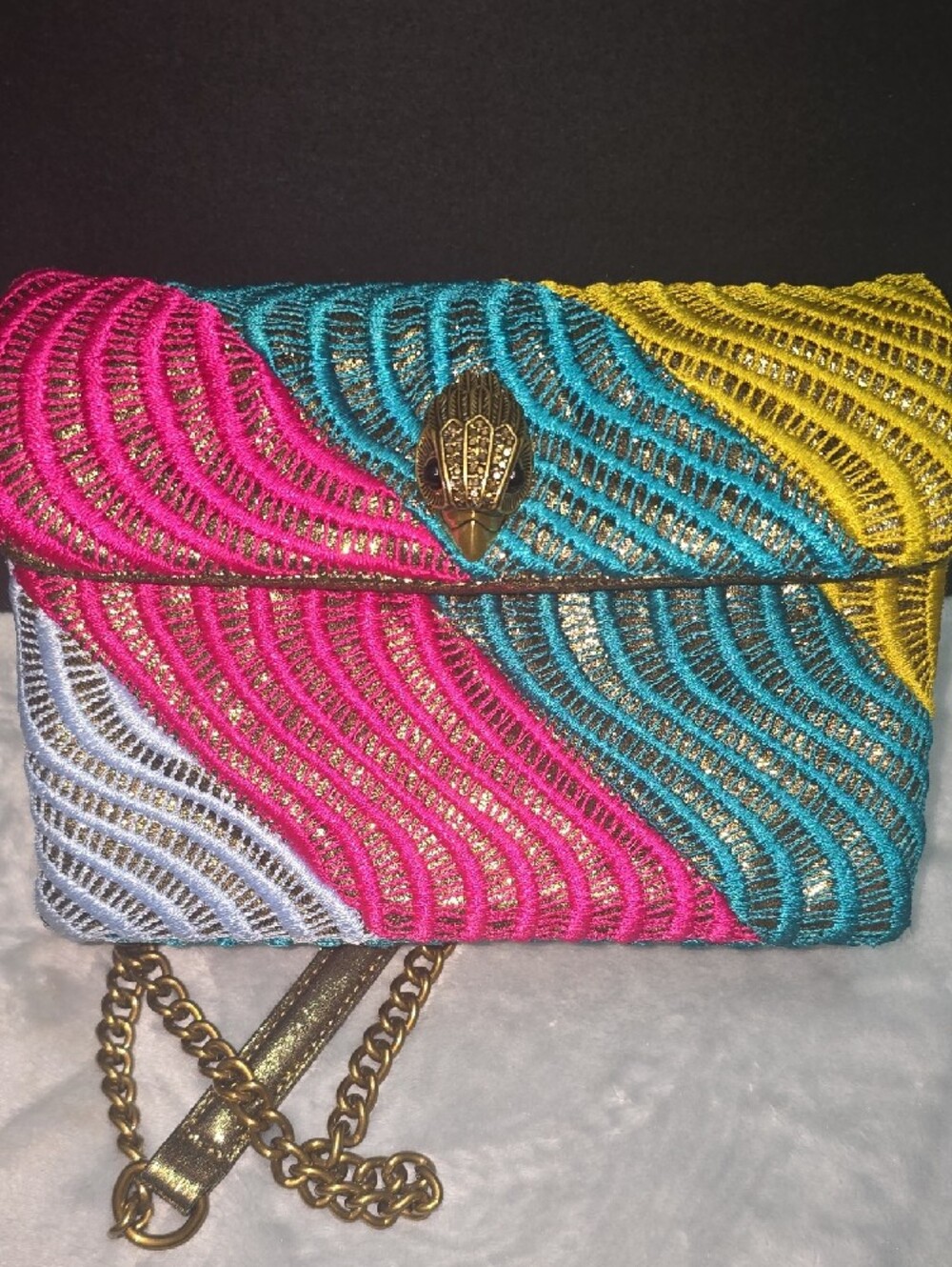 Kurt Geiger Multicolor Beaded Wave Crossbody - Pink Teal Yellow White - Picture 9 of 10